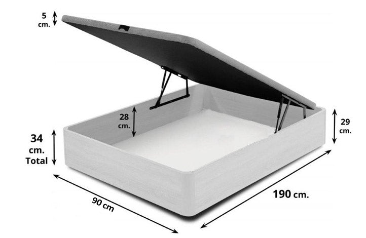 Cama Canape Abatible Blanco 90x190cm + Colchon