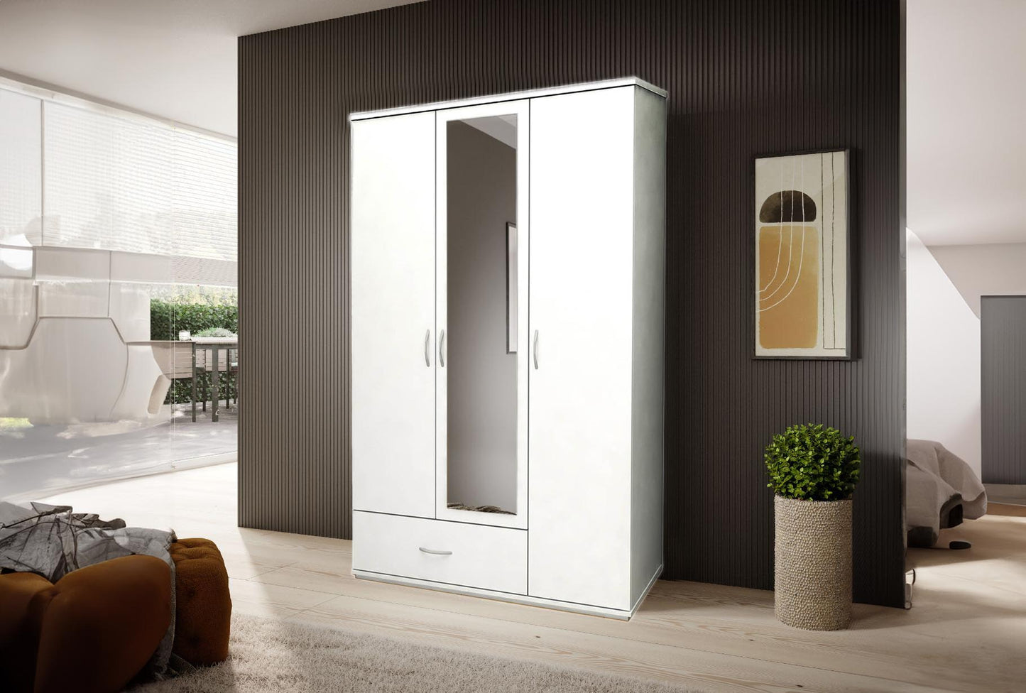 Armario de Dormitorio con Espejo DN, 3 Puertas