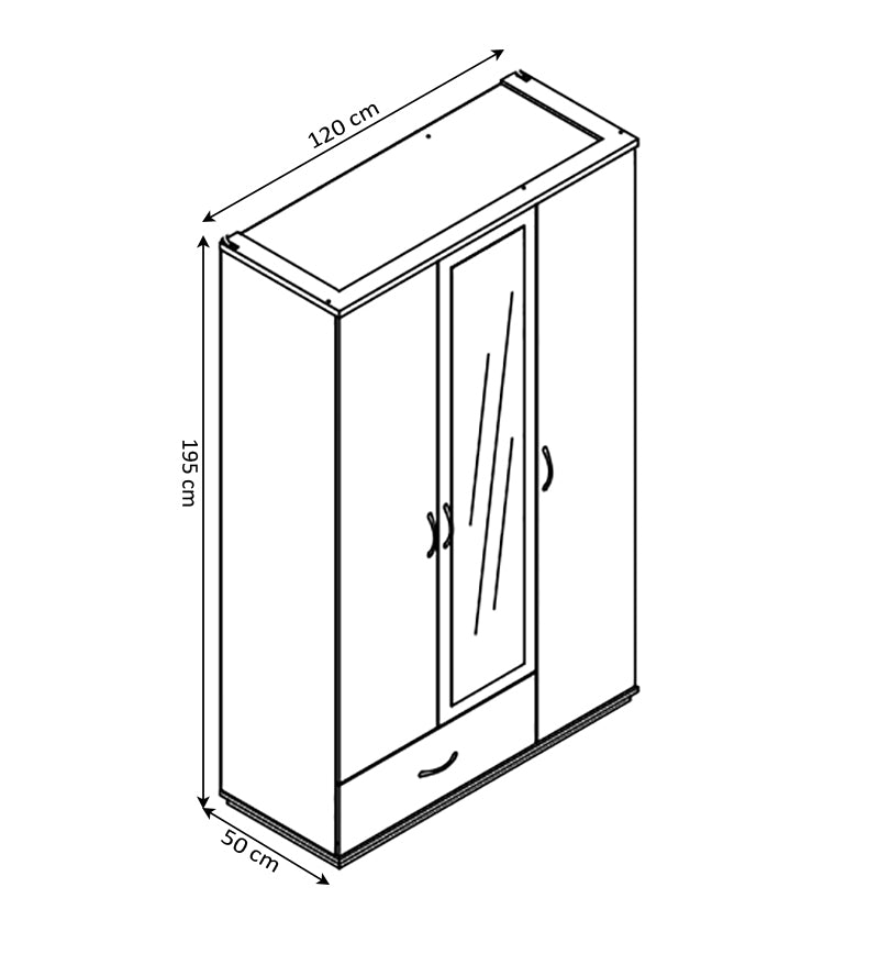 Armario de Dormitorio con Espejo DN, 3 Puertas