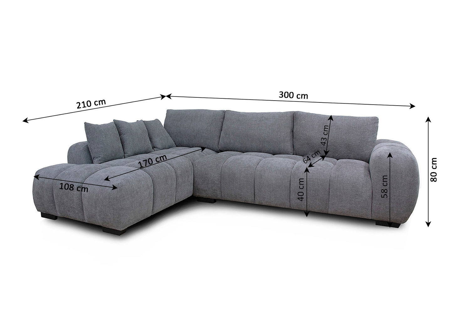 Sofa Chaise Longue Executive G-Gold 300cm