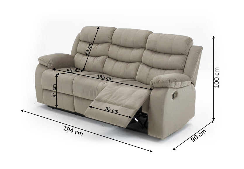 Sofa Reclinable Manual Houston 3 Plazas