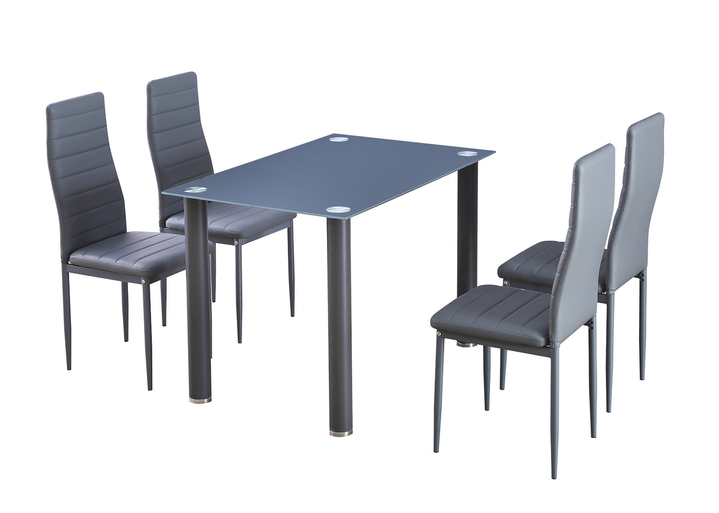 Mesa de Cristal Templado + 4 Sillas Polipiel. Comedor o Cocina