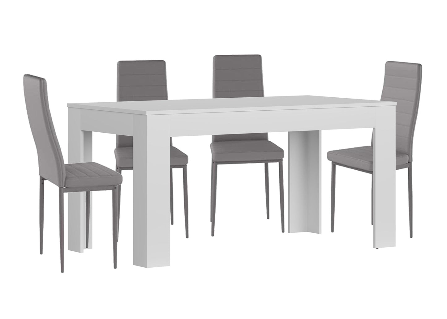 Pack Mesa Extensible de Comedor o Cocina + 4 Sillas en Polipiel/metal