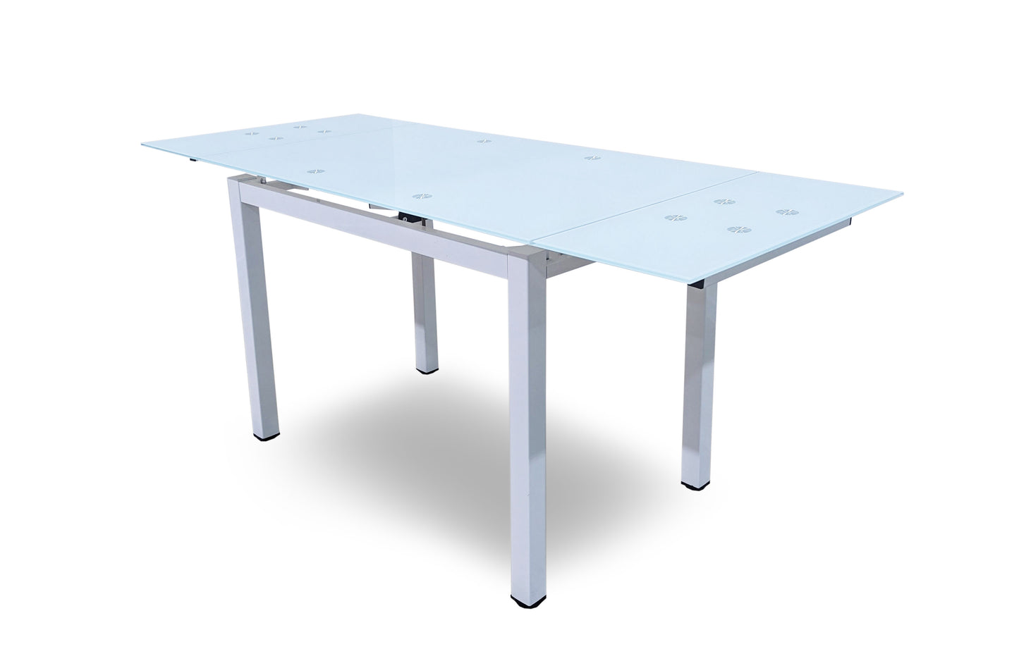 Mesa de Cristal Extensible 170cm + 6 Sillas Polipiel