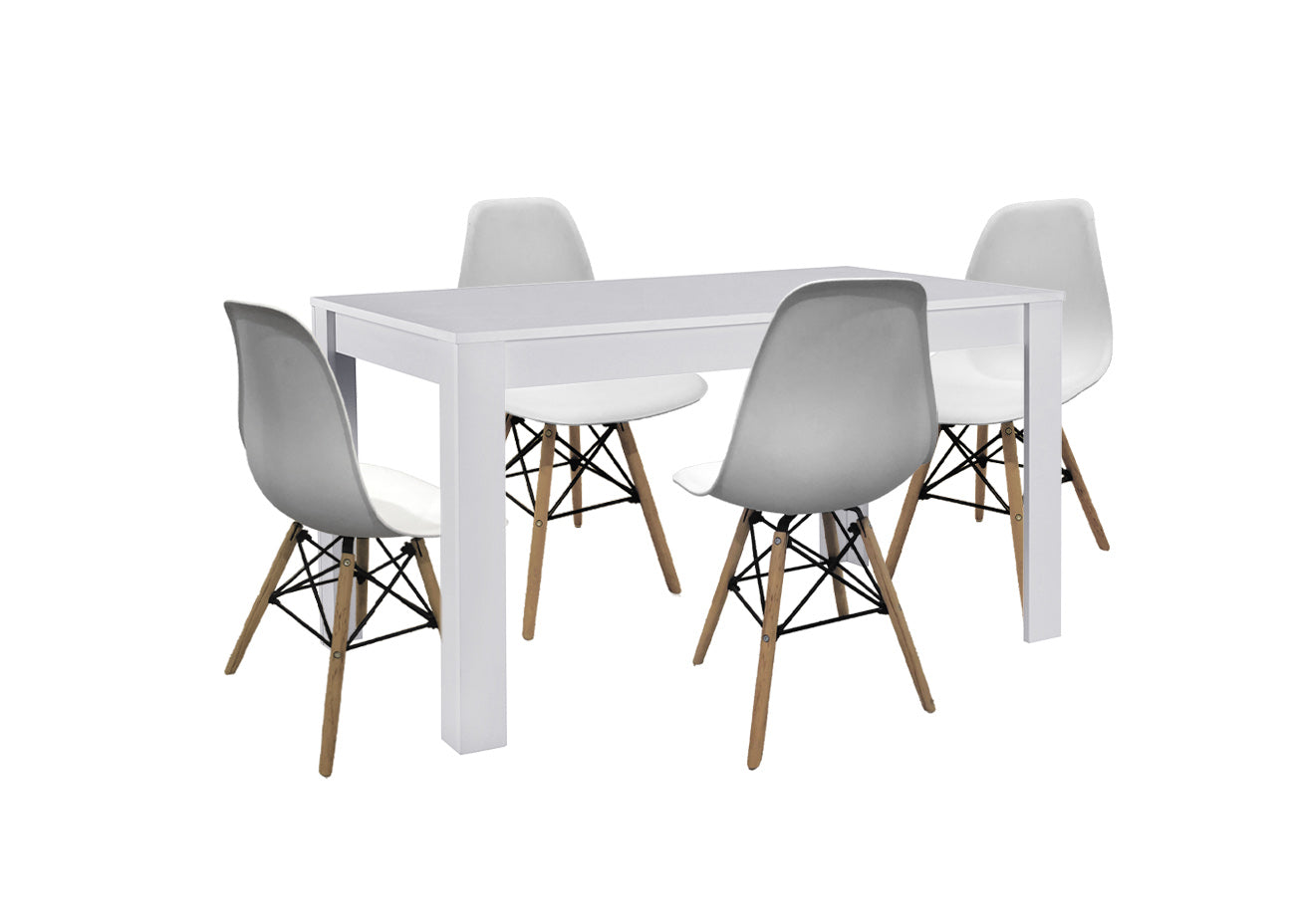 Pack Mesa de Comedor o Cocina Fija Miramy + 4 Sillas Estilo Nordico
