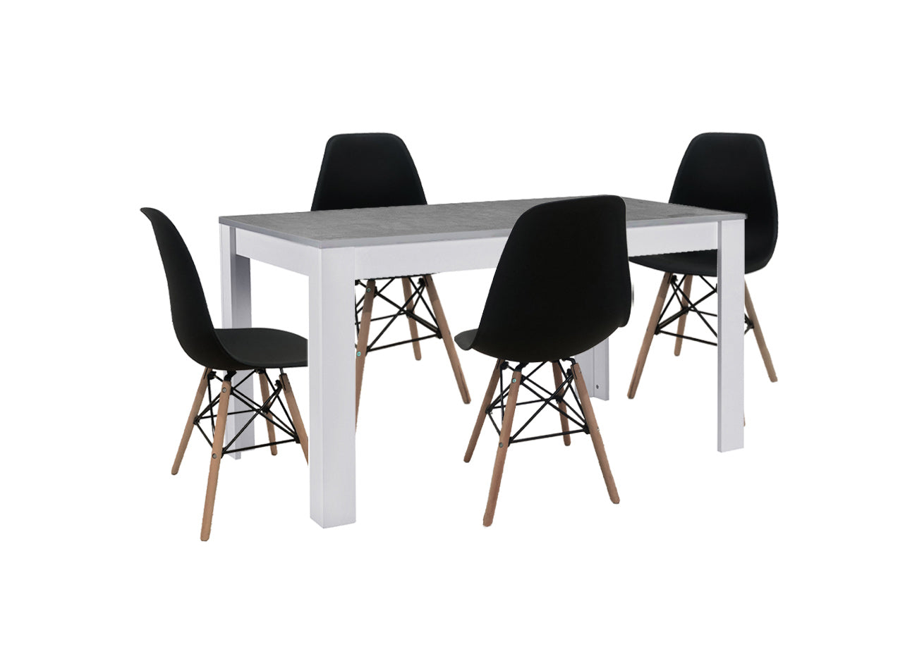 Pack Mesa de Comedor o Cocina Fija Miramy + 4 Sillas Estilo Nordico