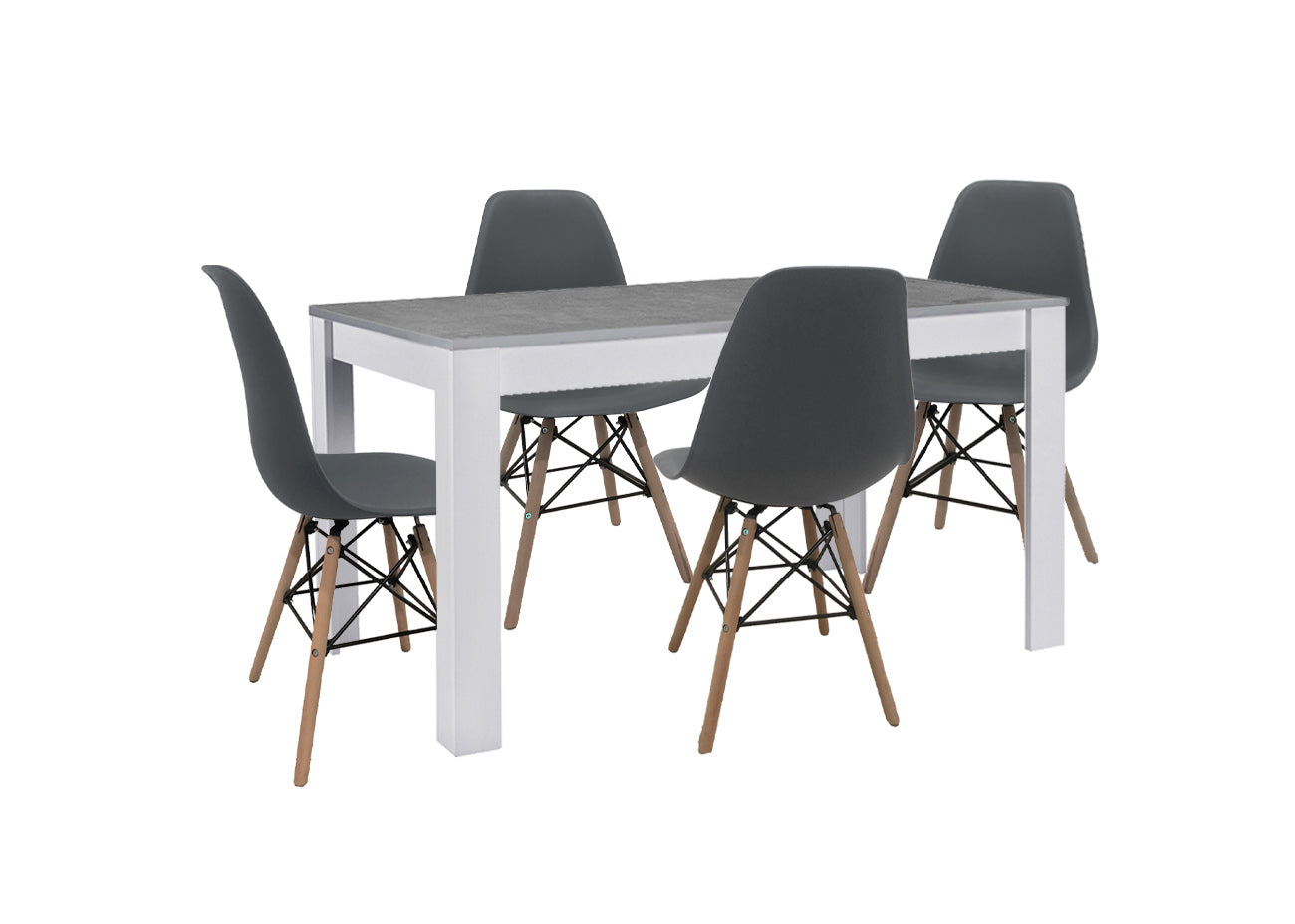 Pack Mesa de Comedor o Cocina Fija Miramy + 4 Sillas Estilo Nordico