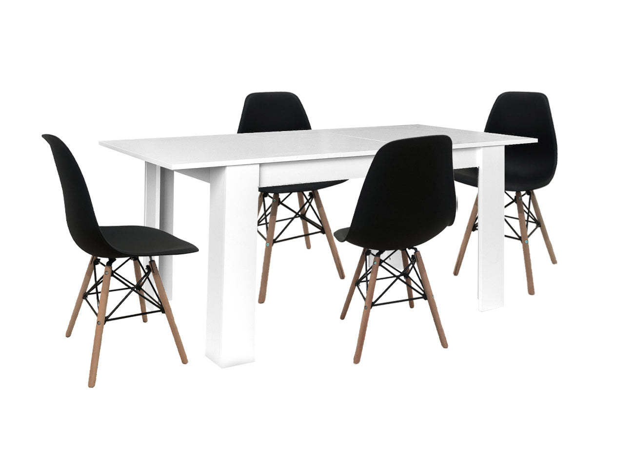 Mesa Extensible de Comedor o Cocina + 4 Sillas Estilo Nordico