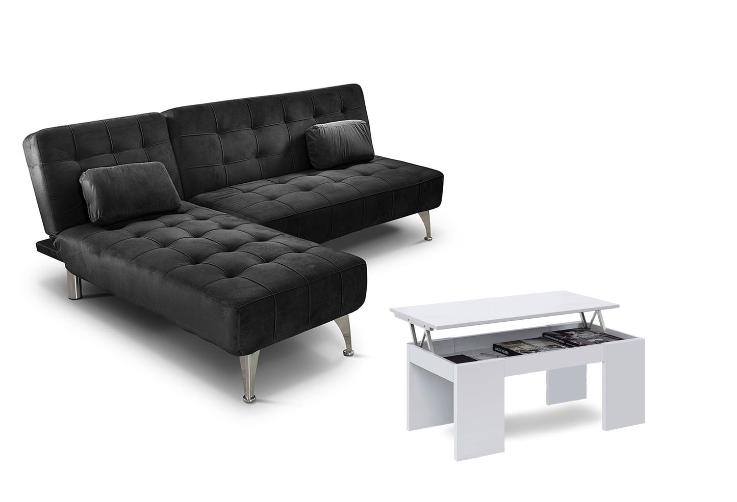 Sofa Cama Chaise Longue Reversible + Mesa de Centro Elevable