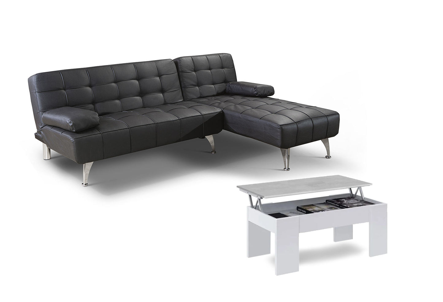 Sofa Cama Chaise Longue Reversible + Mesa de Centro Elevable