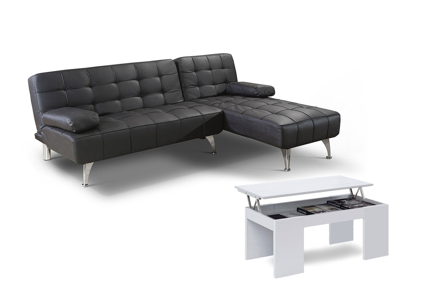 Sofa Cama Chaise Longue Reversible + Mesa de Centro Elevable