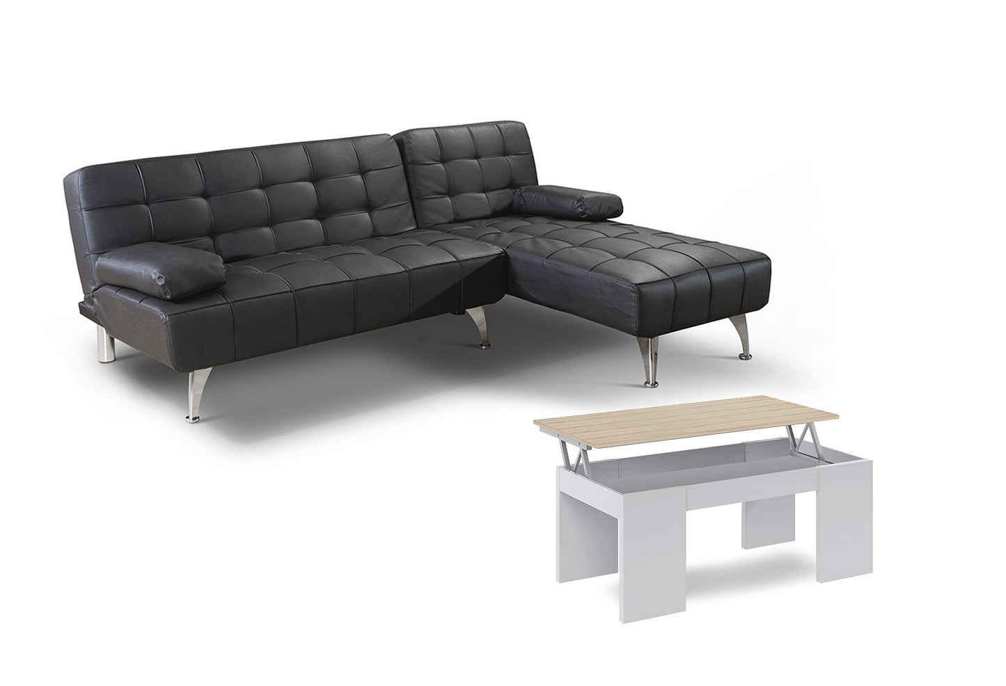 Sofa Cama Chaise Longue Reversible + Mesa de Centro Elevable