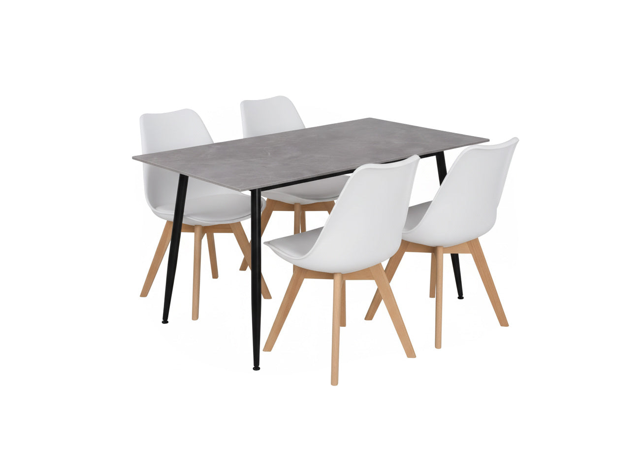 Mesa de Comedor 140cm + 4 Sillas Nordic