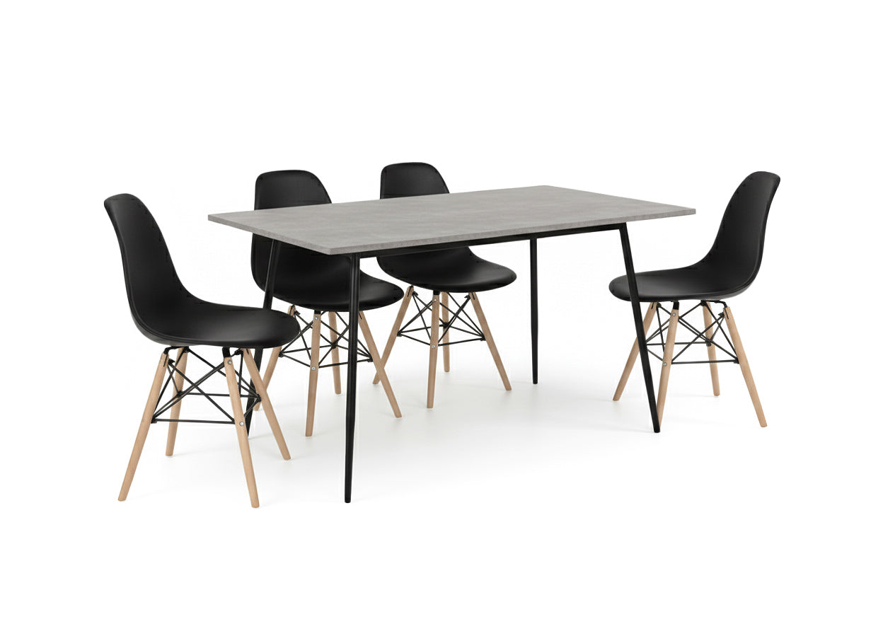 Mesa de Comedor 140cm + 4 Sillas Estilo Nordico