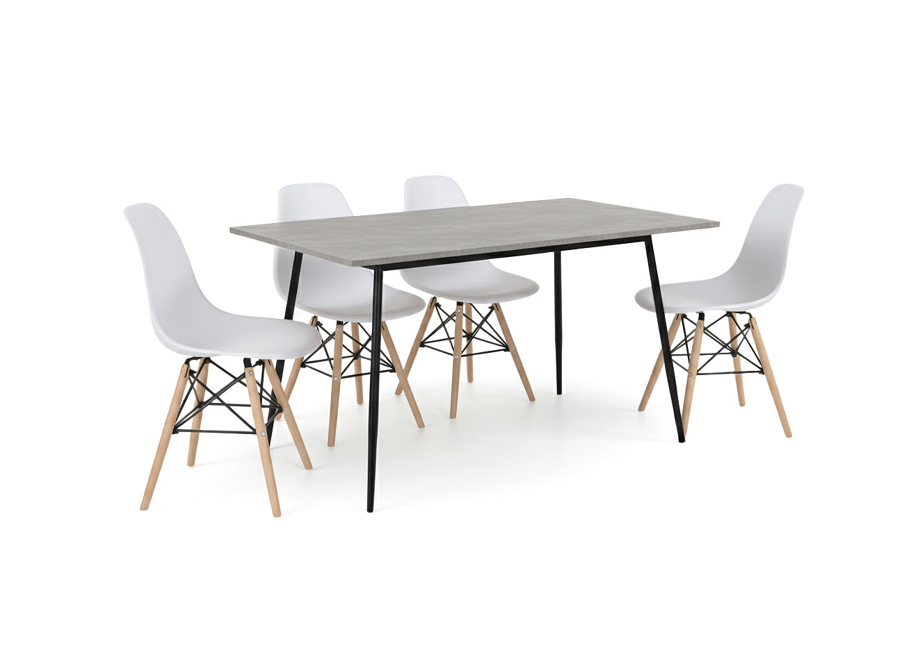 Mesa de Comedor 140cm + 4 Sillas Estilo Nordico