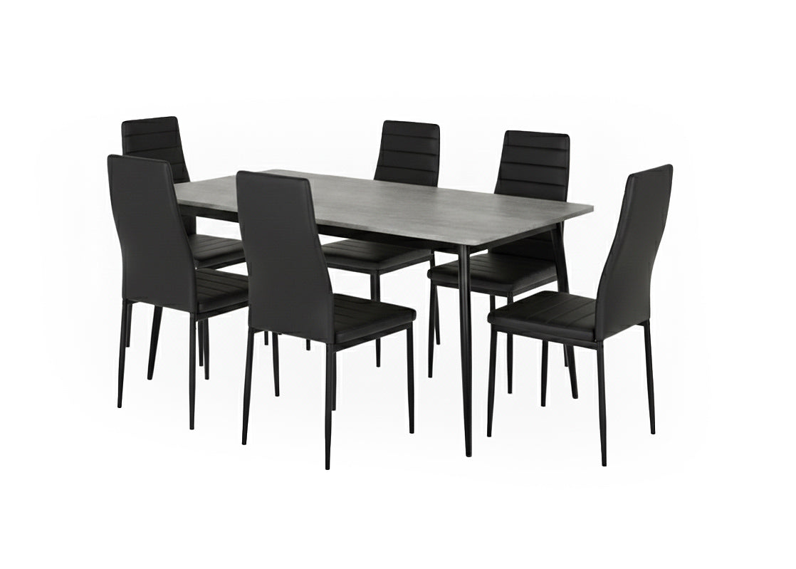Mesa de Comedor 180cm + 6 Sillas Polipiel