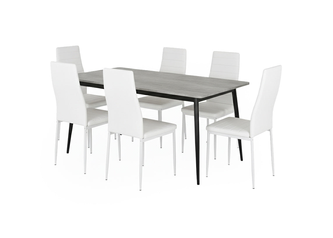 Mesa de Comedor 160cm + 6 Sillas Polipiel