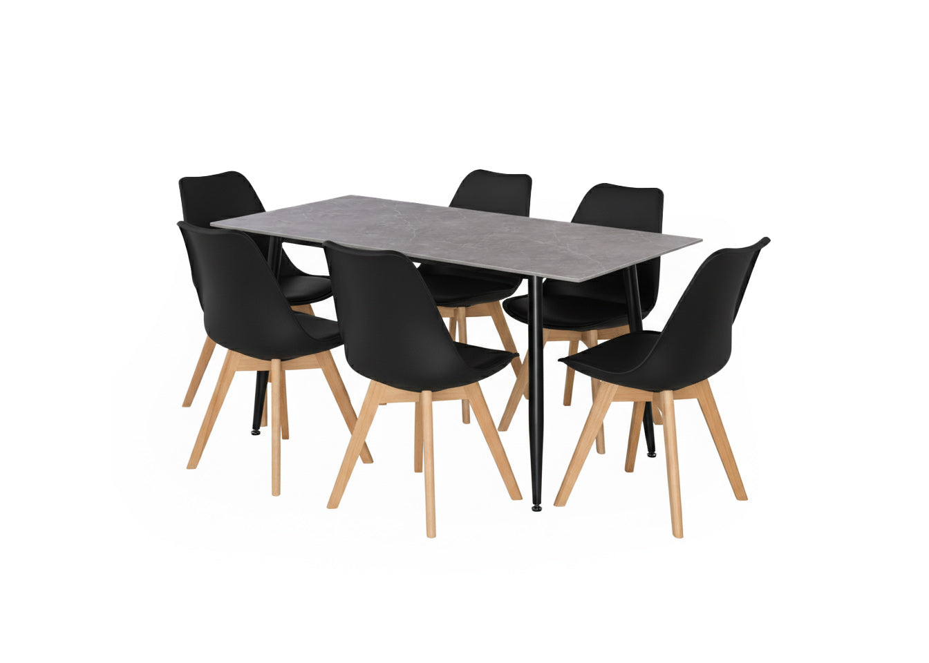 Mesa de Comedor 160cm + 6 Sillas Nordic