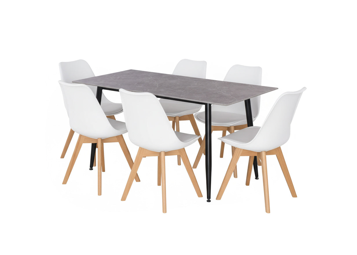 Mesa de Comedor 180cm + 6 Sillas Nordic