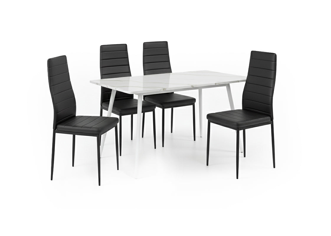 Mesa de Comedor 140cm + 4 Sillas Polipiel