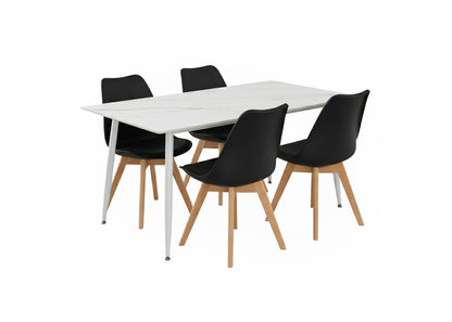 Mesa de Comedor 140cm + 4 Sillas Nordic