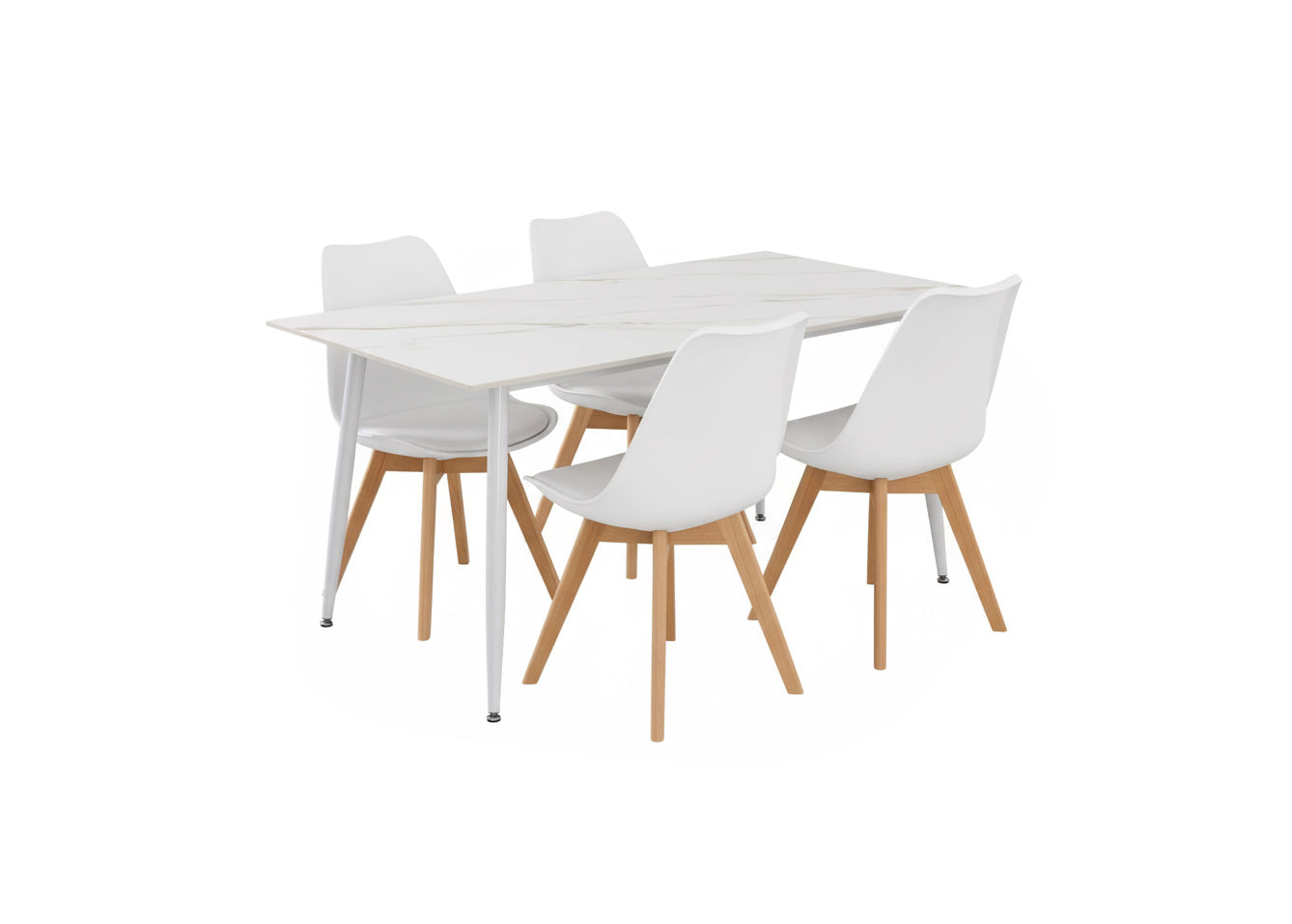 Mesa de Comedor 180cm + 4 Sillas Nordic