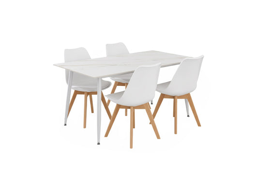 Mesa de Comedor 160cm + 4 Sillas Nordic
