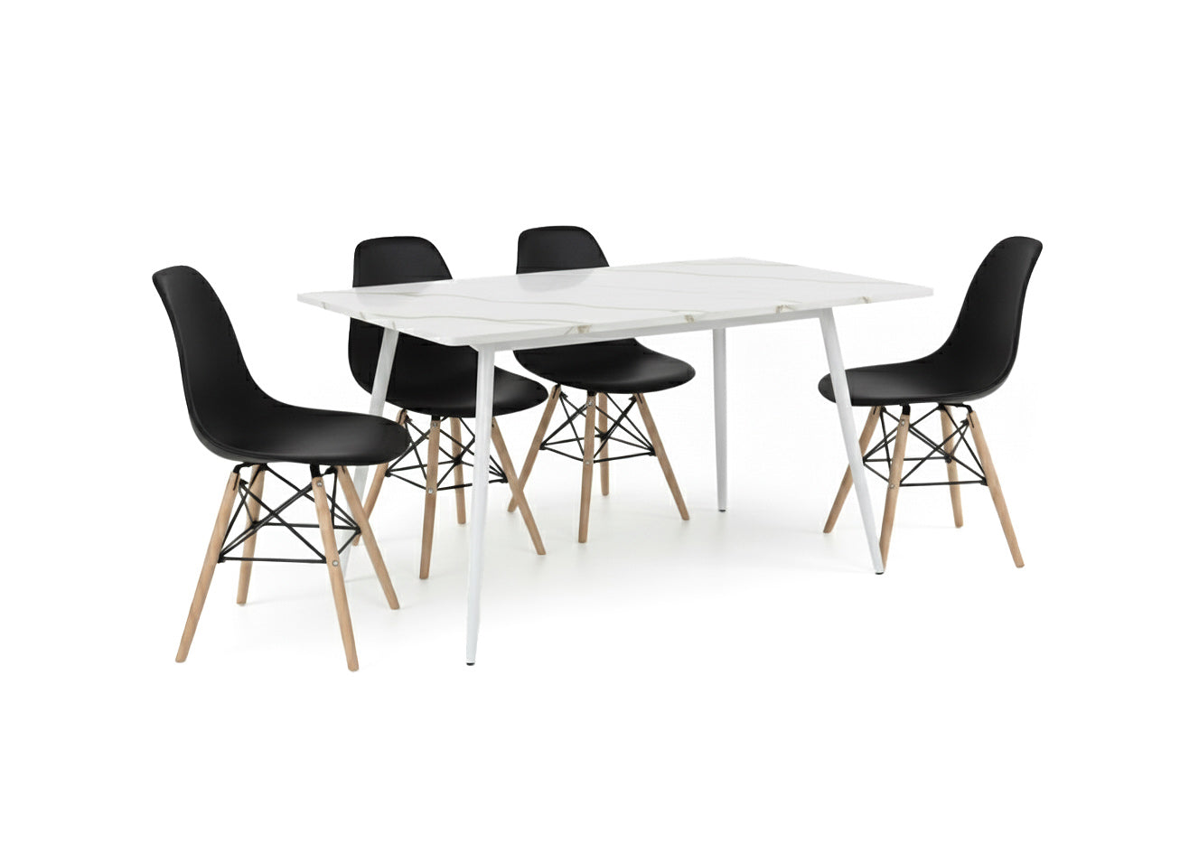 Mesa de Comedor 140cm + 4 Sillas Estilo Nordico