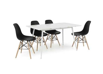 Mesa de Comedor 140cm + 4 Sillas Estilo Nordico