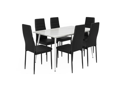 Mesa de Comedor 160cm + 6 Sillas Polipiel
