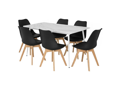 Mesa de Comedor 140cm + 6 Sillas Nordic