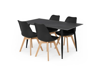 Mesa de Comedor 140cm + 4 Sillas Nordic