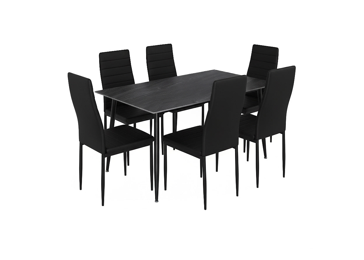 Mesa de Comedor 160cm + 6 Sillas Polipiel