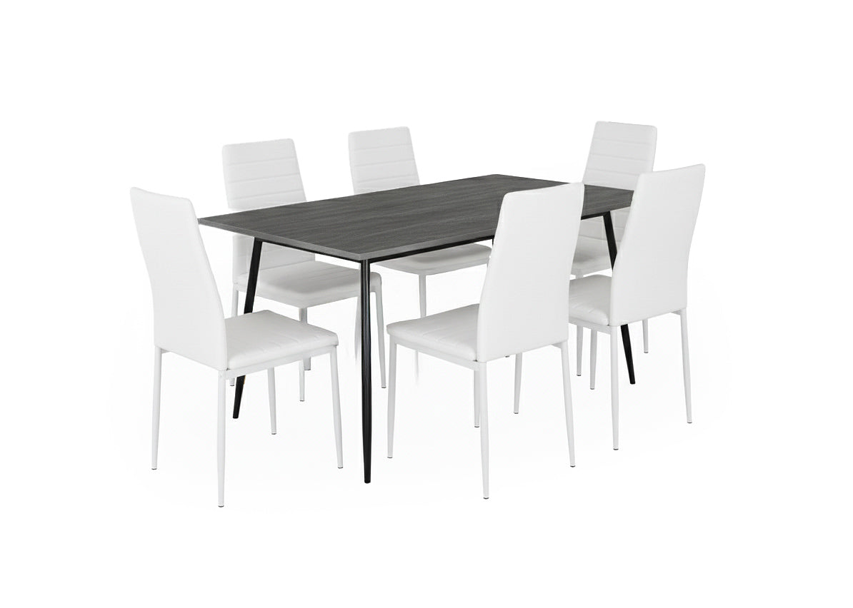 Mesa de Comedor 180cm + 6 Sillas Polipiel