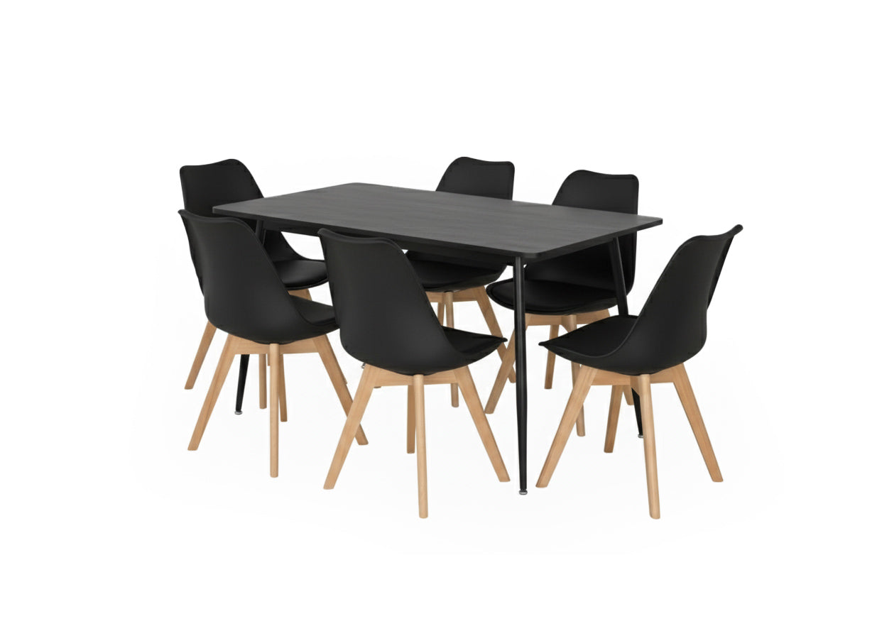 Mesa de Comedor 180cm + 6 Sillas Nordic