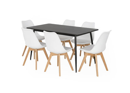 Mesa de Comedor 140cm + 6 Sillas Nordic