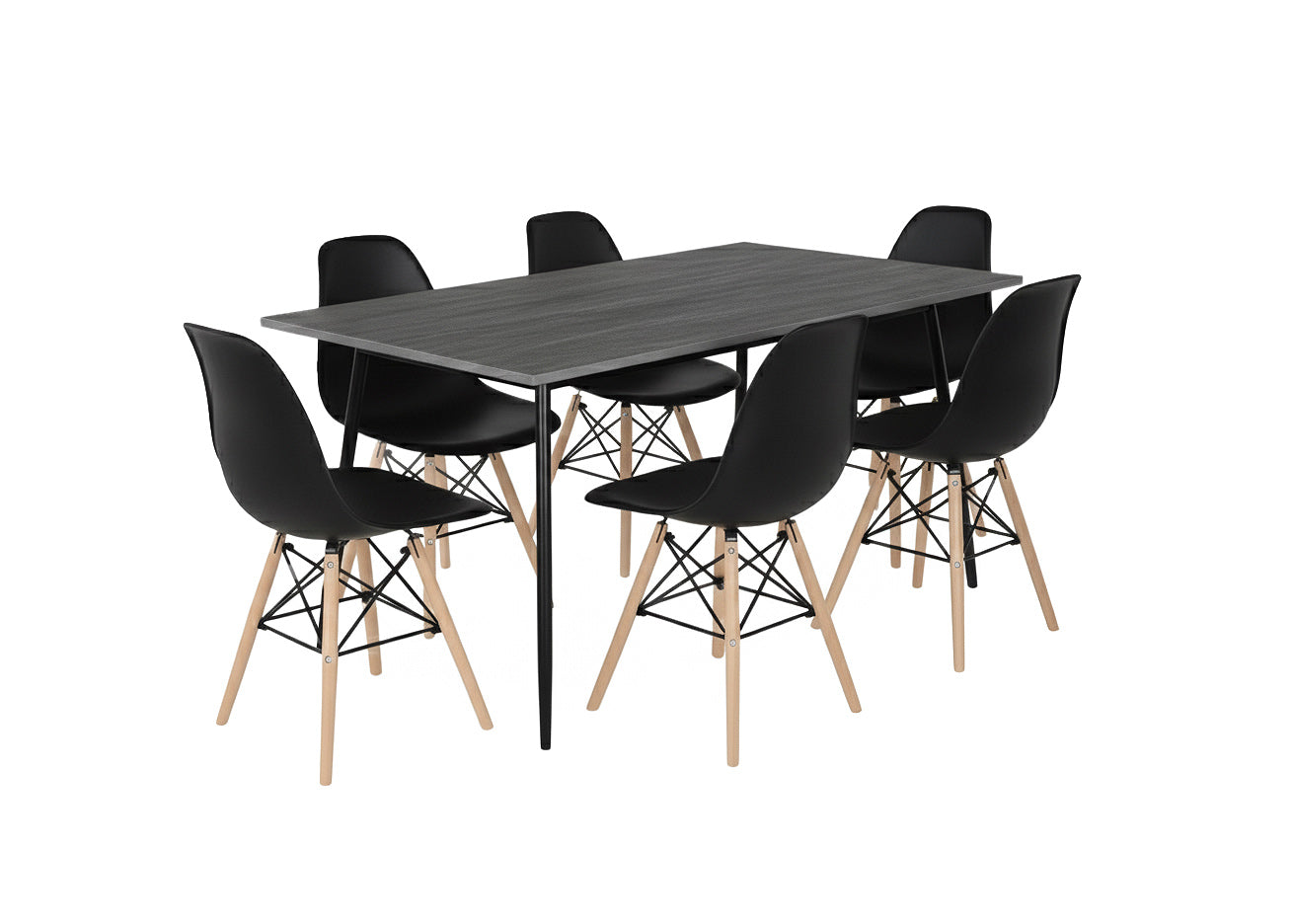 Mesa de Comedor 180cm + 6 Sillas Estilo Nordico