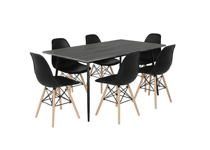 Mesa de Comedor 180cm + 6 Sillas Estilo Nordico