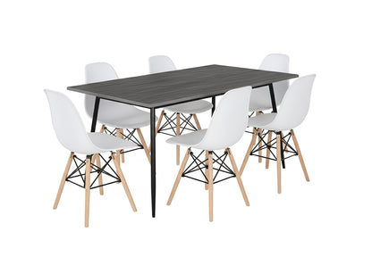 Mesa de Comedor 180cm + 6 Sillas Estilo Nordico