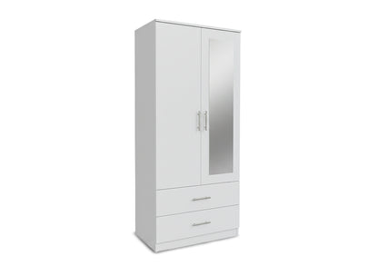 Armario de Dormitorio 2 Puertas 2 Cajones W, con Espejo