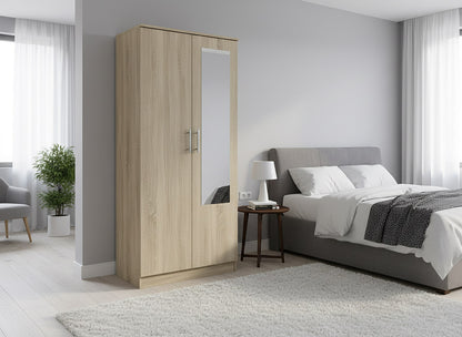 Armario de Dormitorio W 2 Puertas, con Espejo