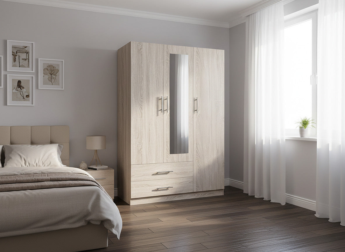 Armario de Dormitorio W 3 Puertas, con Espejo