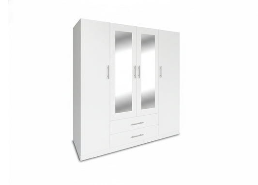 Armario de Dormitorio 4 Puertas W, con Espejo
