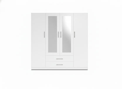 Armario de Dormitorio 4 Puertas W, con Espejo