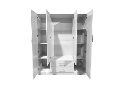 Armario de Dormitorio 4 Puertas W, con Espejo