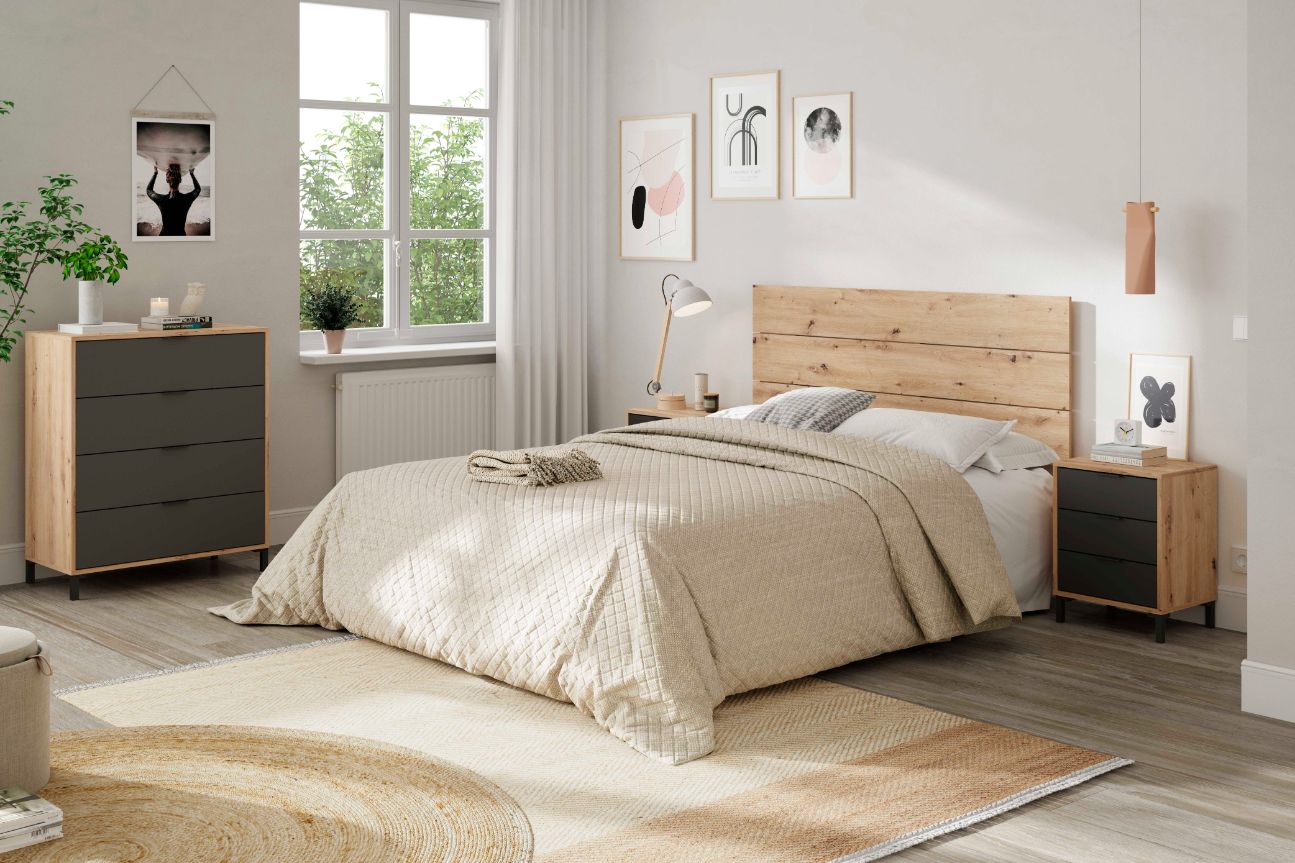 Cabecero de Cama Enzo. Cabezal + 2 Mesitas