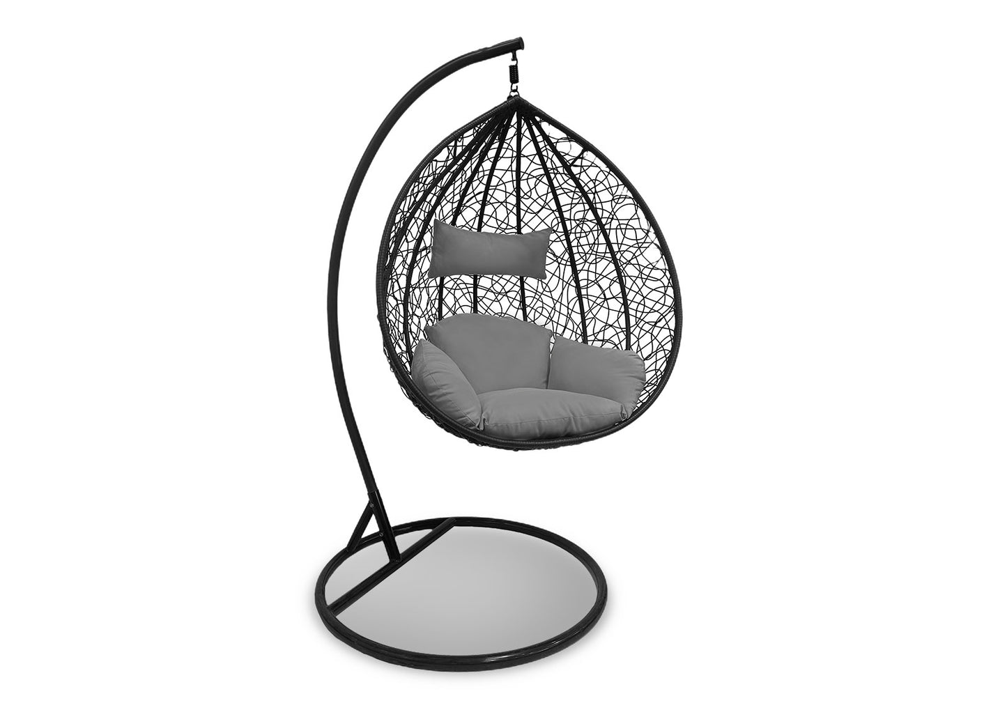 Silla Mecedora Gris. Cesta Colgante. Muebles de Jardin y Terraza