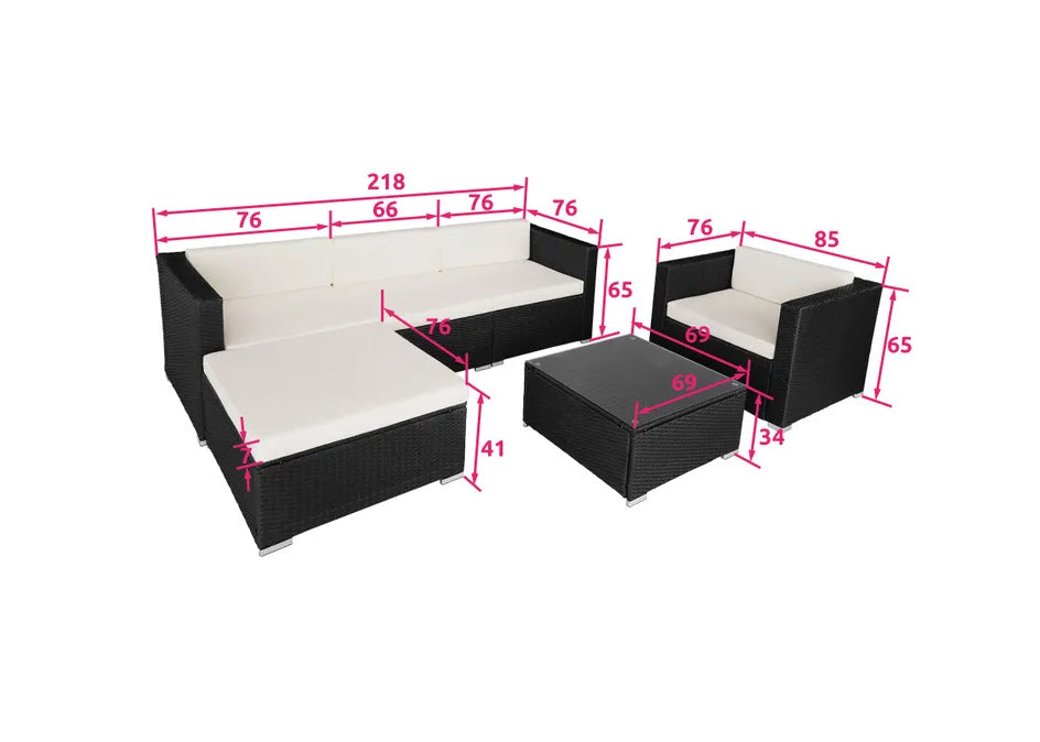 Sofa Chaise Longue + Sillon + Mesa de Ratan PE. Muebles de Jardin y Terraza