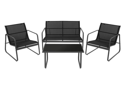Sofa + 2 Sillas + Mesa de Cristal Templado CDS. Muebles de Jardin y Terraza