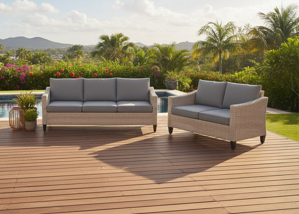 Set de Exterior Sanstar, Sofa 3+2 en Ratan PE. Muebles de Jardin y Terraza